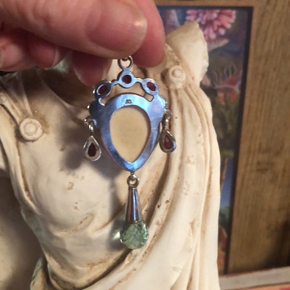 Absolutely Gorgeous Sterling Silver & Ruby & Moonstone Pendant - Picture 3 of 17